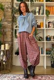 Jasper Plaid Brushed Cotton Shelby Barrel Pant Morello